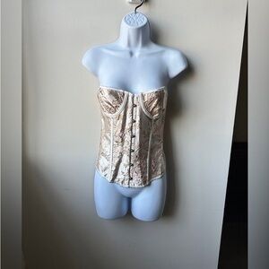 PrettyLittleThing Beige Floral Corset